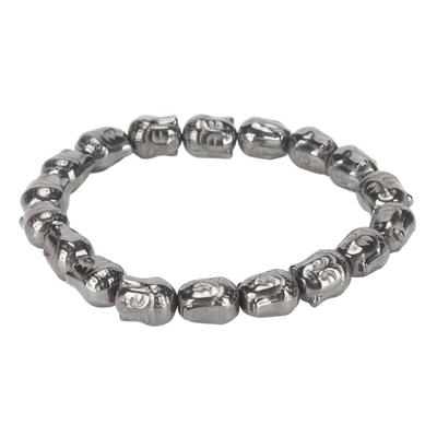Pulseira Budismo Terahertz Magnética Íon Negativo Vulcânico Vintage Pulseira de Pedra de Energia para Yoga