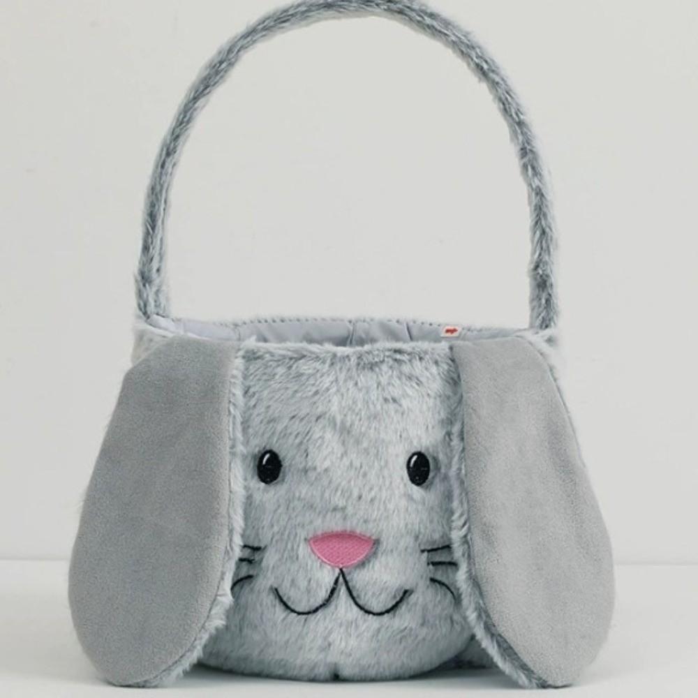 Soft Fluffy Plush Basket Bunny Easter Bucket Candy Gift Bag Easter Basket  Party Decor