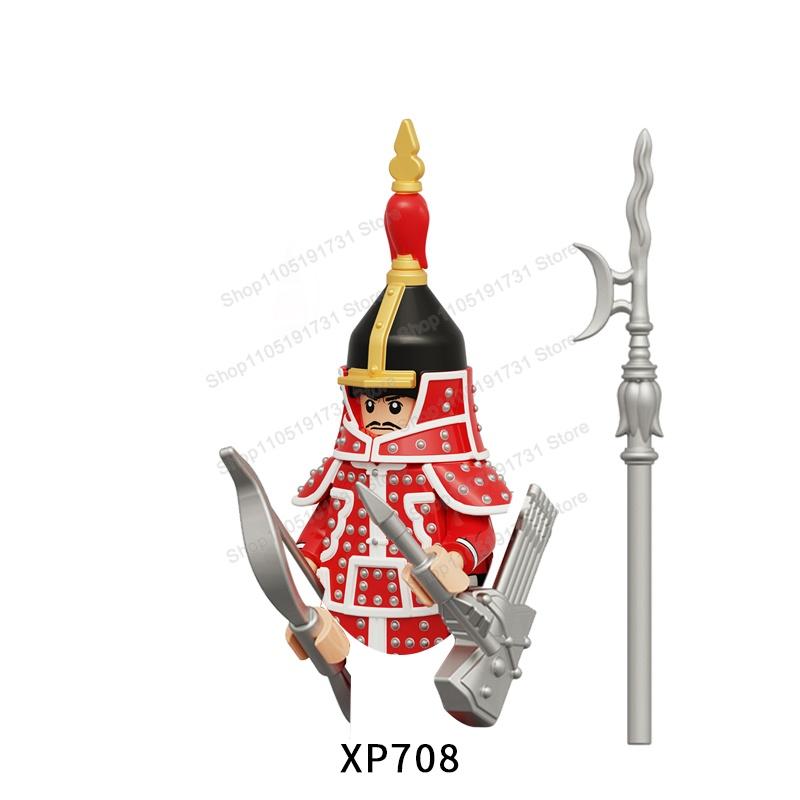 MOC Chinese Soldier Figures Building Blocks Shangzhou Dynasty Qin Dynasty Castle Warrior Knights Army Accessories Bricks Toys