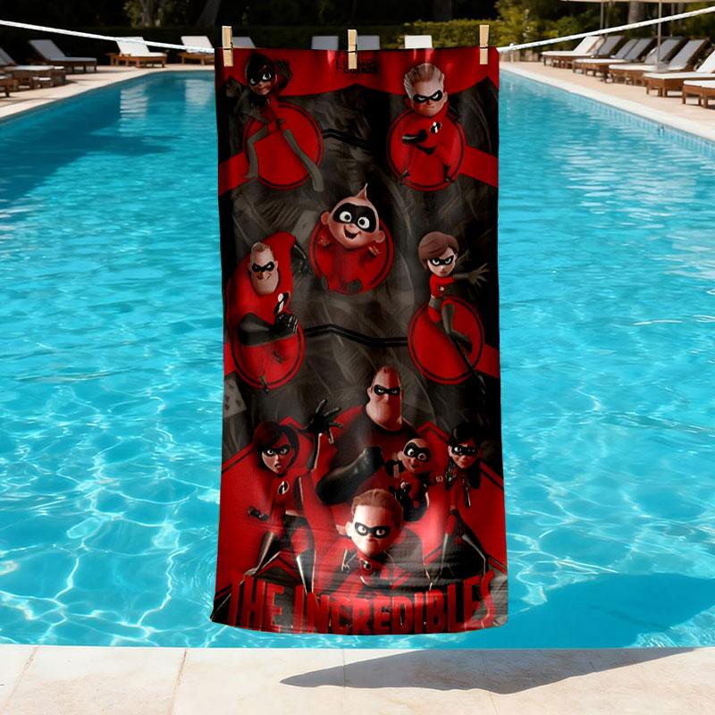 Incredibles Print Beach Towel Design, Soft, Lightweight. for Home Bathroom, Spa, Pool, Yoga, Surfing, Camping, Gift for Family, Friend