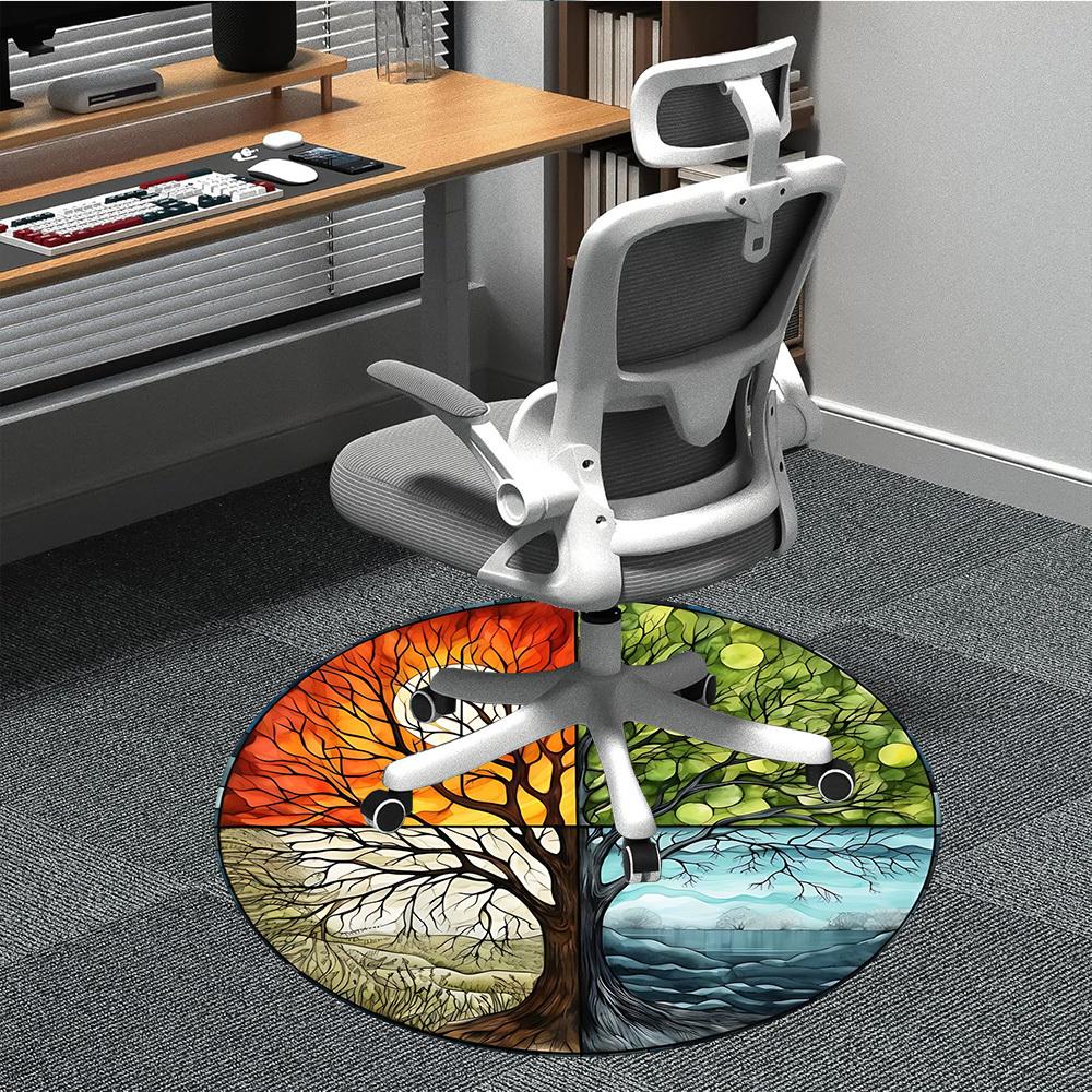 1pc Seasonal Tree Stained Chair Carpet for Office, , Non-slip carpet, Very suitable for offices, farmhouses,Outdoor carpet yy251120074