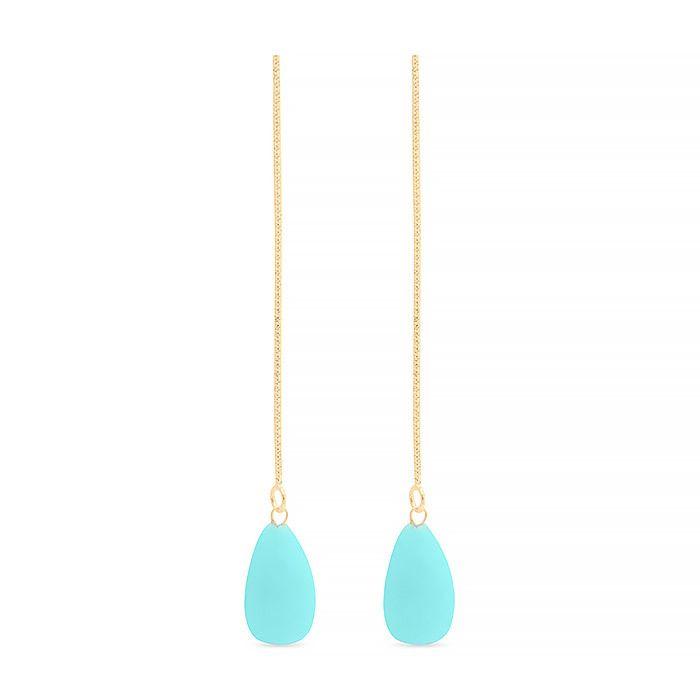 Orecchini - ZOQOYI - Argento 925 - Placcato oro giallo 18 carati - Turchese - Donna
