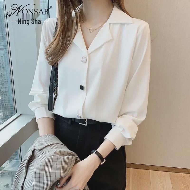 2025 Spring Korean Style Versatile Long Sleeve White Women's Shirt