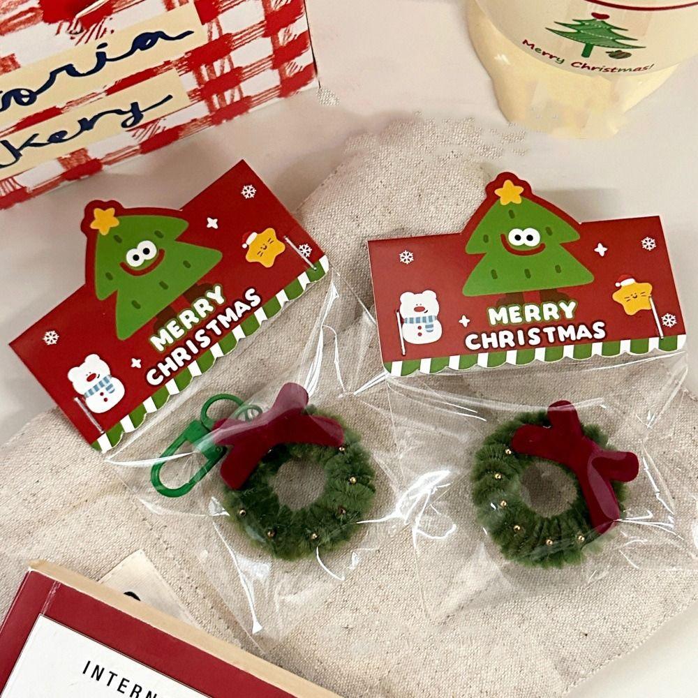 Red Mini Wreath Keychain Cartoon Christmas Brooch Fashion Christmas Pendant  Birthday Gift