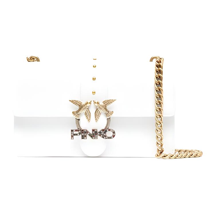 

New PINKO Cow Leather Swift Bag Crossbody Bag Shoulder Bag Women s White 1P228F-Y6XT-Z14 24.9*8.9*15.0CM