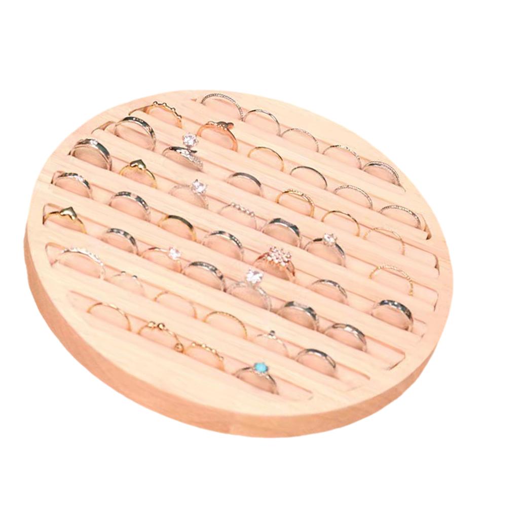 Natural Wood Round Jewelry Storage Tray For Ring Bracelet Earring Collection Decorative Counter Props