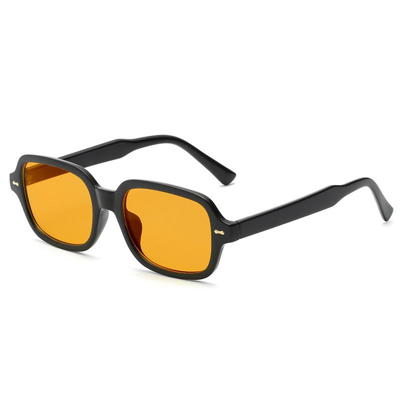 Fashion Square Women Luxury Sunglasses Retro Rivets Men Orange Lens Shades UV400 Sun Glasses