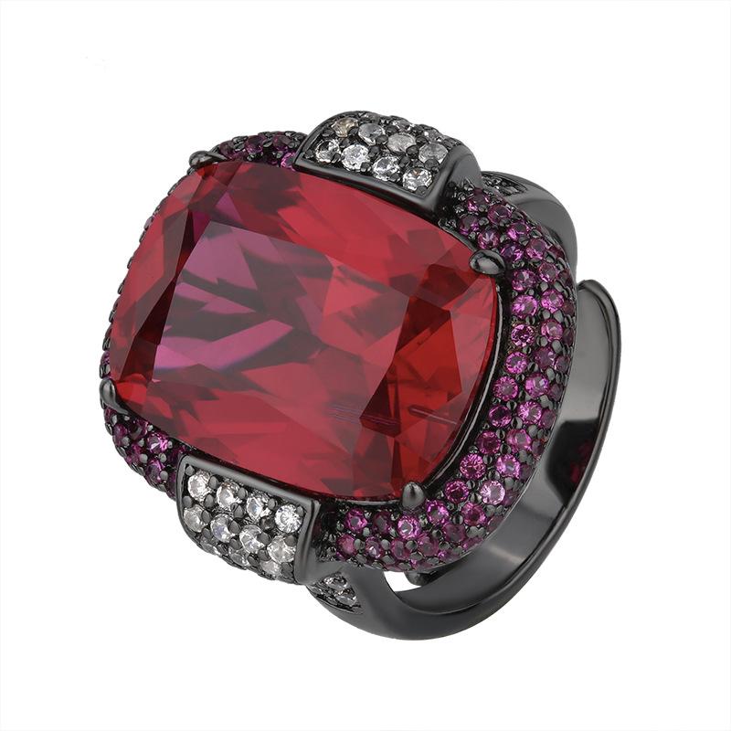 Schmuck Kupferboden Vergoldet Simulation Trockenrose Schwarzgold Persönlichkeitsring Weiblich 12 * 16