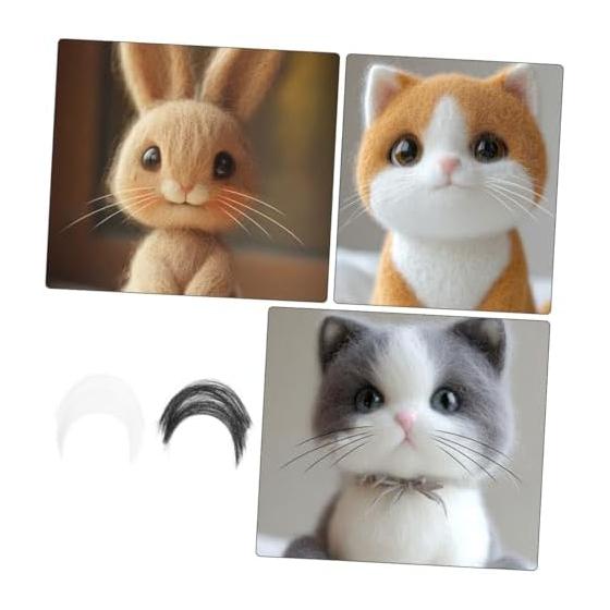 SEWOART 2 Pack Fake Cat Whiskers, Faux Animal Whiskers for Needle Felting Crafts, DIY Accessories, Realistic Details