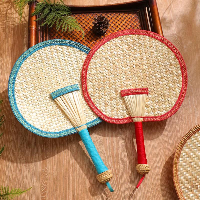 Purely Handmade Wheat Straw Woven Large Fan, Traditional Small Palm Leaf Fan, Dance Hand Fan, Handmade Baby Fan
