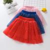New Girls' Embroidered Mesh Short Skirt Princess Fluffy Half Skirt Floral Short Skirt Dance Skirt