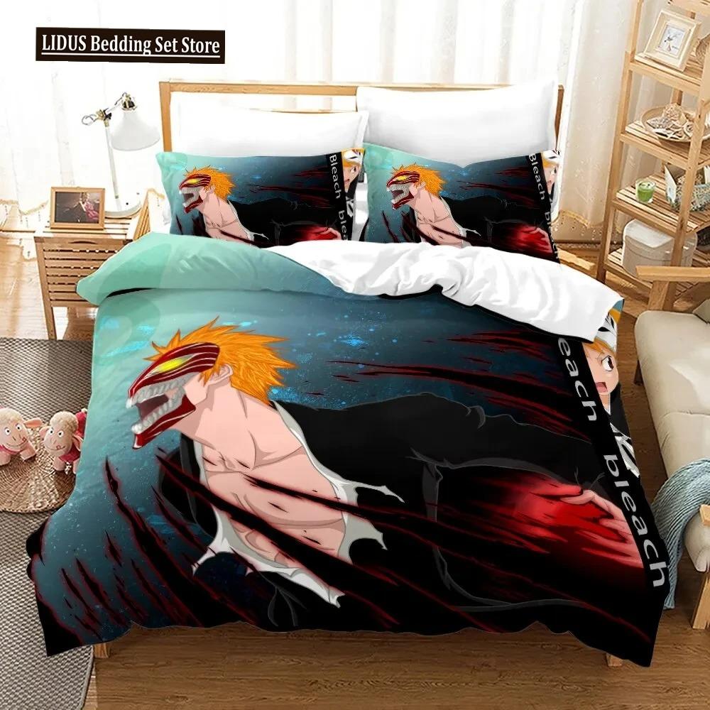 Anime Bleach Kurosaki Ichigo Bedding Set Boys Girls Twin Queen Size Duvet Cover Pillowcase Bed Boys Adult Home Textileextile