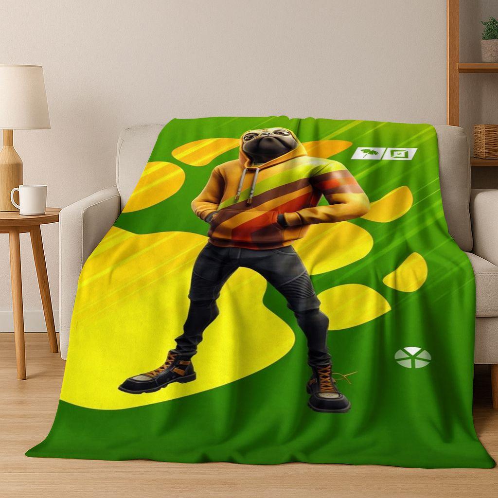 3D F-Fortnite Game Cartoon Flannel Blanket Soft Warm Throw Blanket for Bed Bedroom Room Living Room Travel Camping Kids Gift