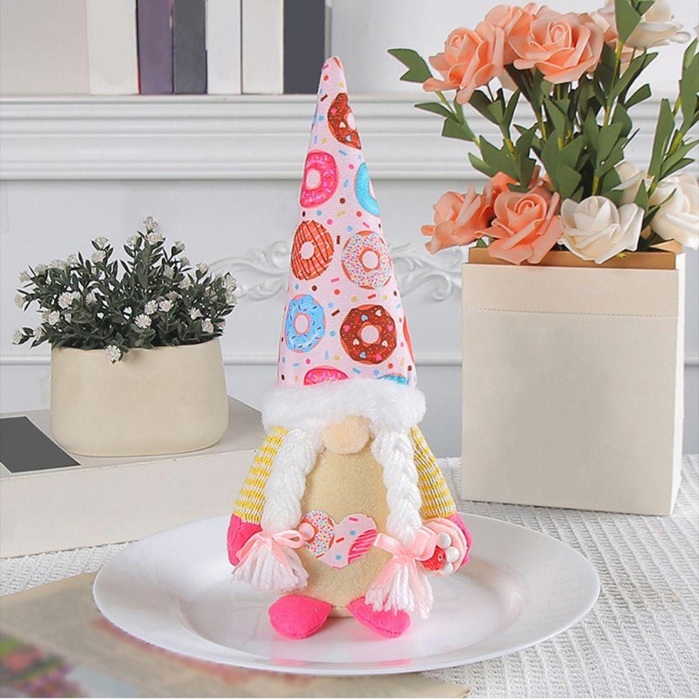 Módní Jedinečná Bezobličejová Panenka Donut Roztomilá Ruční Práce Starší Trpaslík Panenka Kreslené Vánoční Ozdoby Okno