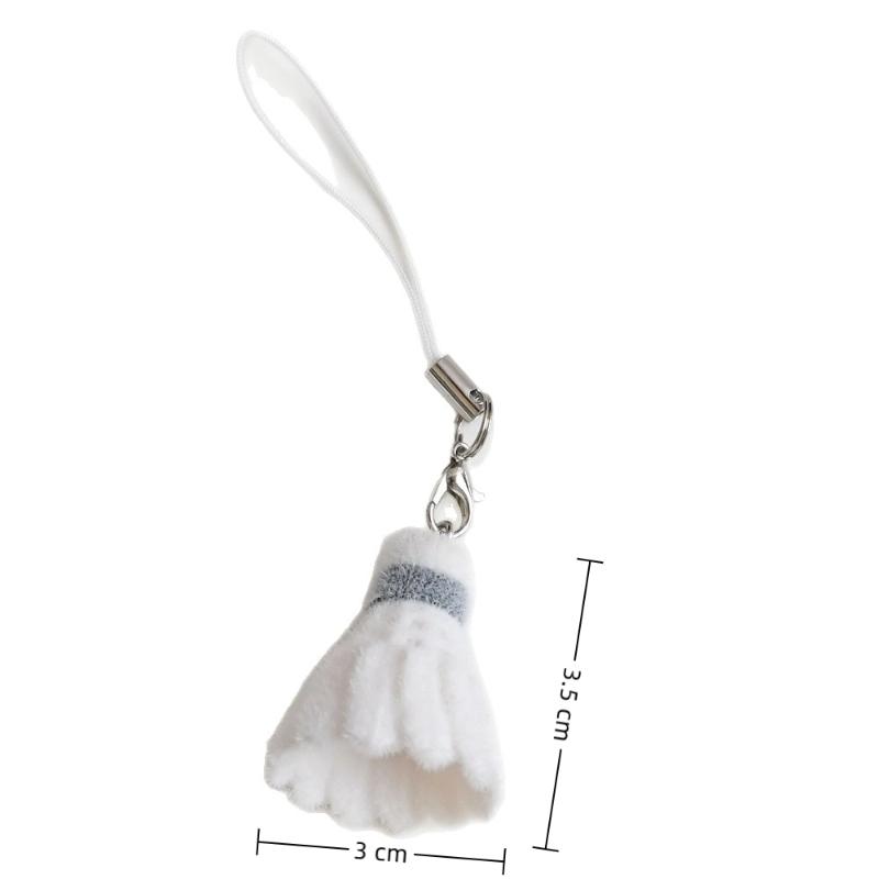 Cute Cartoon Flocking Simulated Badminton Keychain Cartoon Kawaii Pendant Key Chain Phone Strap Bag Charms Jewelry Accessories