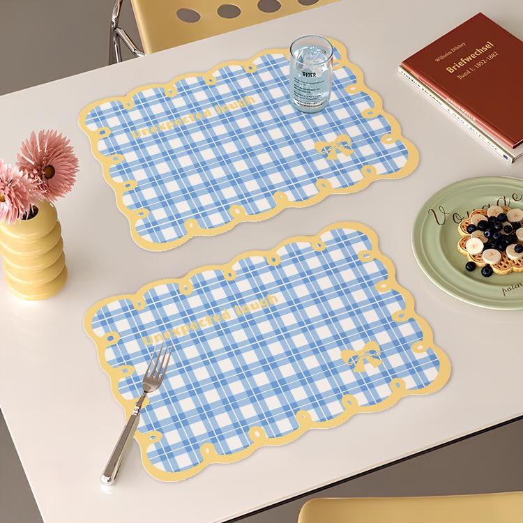 Fresh Plaid Diatomaceous Earth Anti-Scald Non-Slip Placemat
