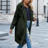 Women's Fashionable Solid Color Lapel Long Sleeved Plush Casual Versatile Long Jacket
