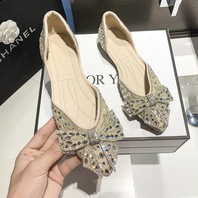 Women's Casual Shoes 2024 New Luxury Designer Rhinestone Flat Shoes Outdoor Fashion Shallow Mouth Plus Size Women's Shoes Mujer