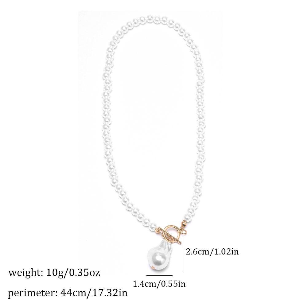 Baroque Faux Pearl Necklace, Elegant Beaded Clavicle Chain for Women