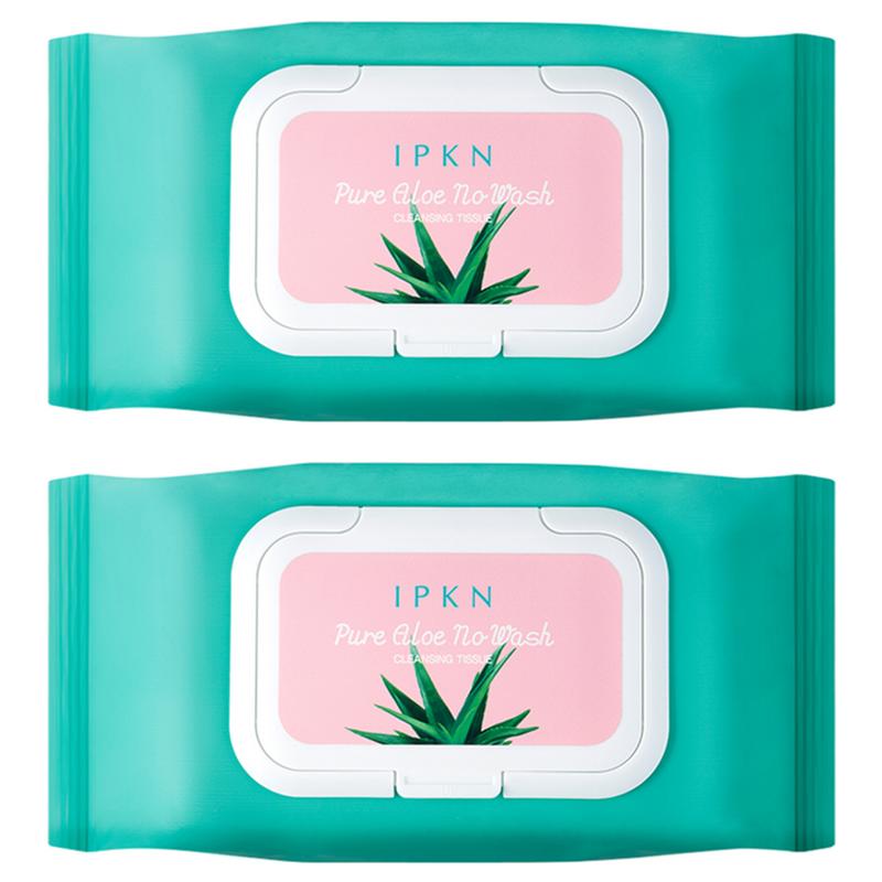 IPKN Pure Aloe No-Wash Cleansing Tissues 387g, 80 wipes, 2 pcs