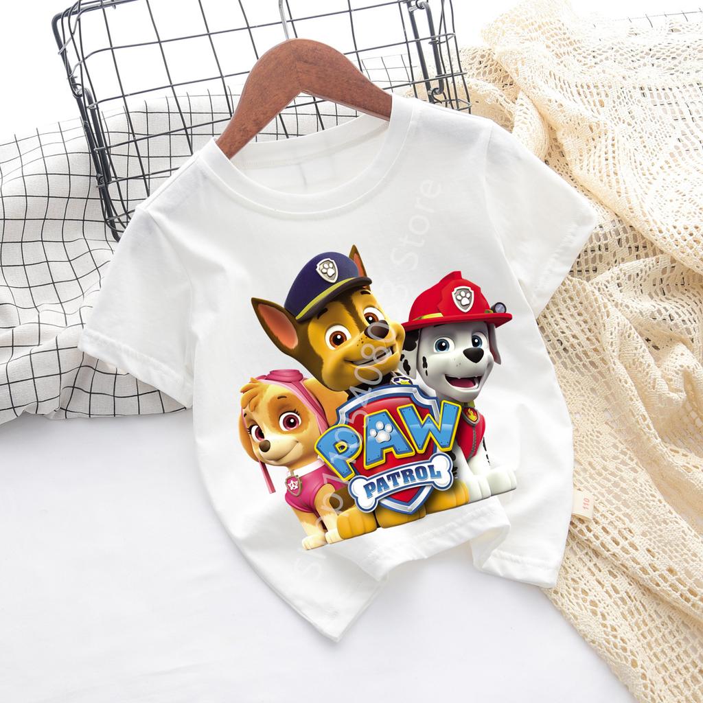 Paw Patrols Baby TShirt Girls Boys Clothes Cartoon Anime Chase Skye Figure Printed Toddler Tops Summer Clothes Gift