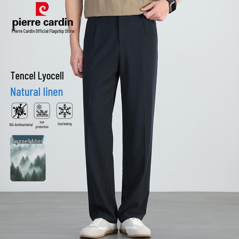 Pierre Cardin Men's Lyocell Blend Loose Straight Wide-Leg Casual Pants