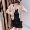 1116 New Spring and Summer Women's Ice Silk Short Knitted Small Cardigan Loose V-Neck Sunscreen Jacket Linen Air Conditioning Shirt Thin