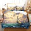 Fantasy Oil Painting Bedding Set House Bridge Scenery Duvet Cover Set Bedroom Bed Bedclothes Decor Luxury Gift Queen King Size