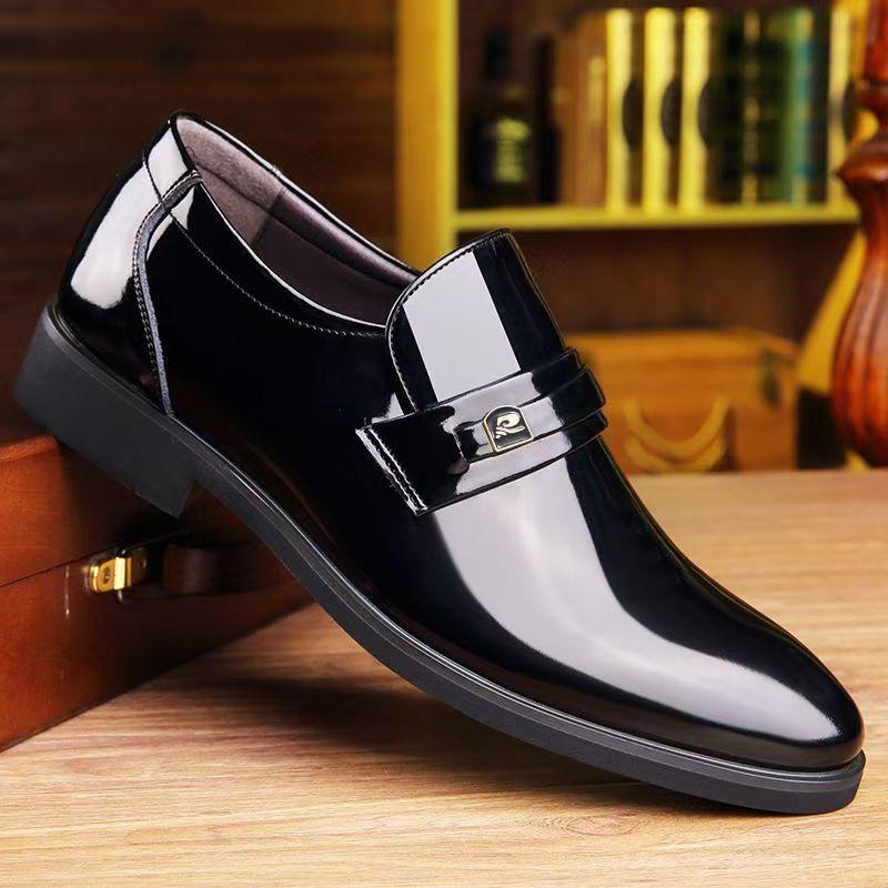 Leather Shoes Men's Business Dress Men's Shoes Shiny Leather Groom Shoes Globe Shoes