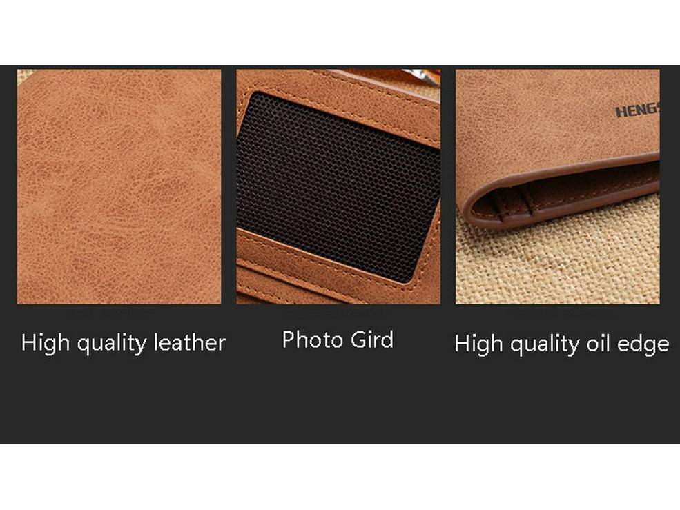 Hengsheng Men's Vintage Long Thin Matte Leather Wallet