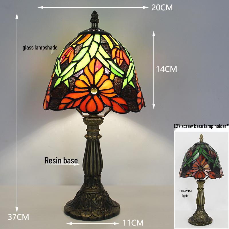Tiffany Vintage Stained Glass Table Lamp for Bedside or Cafe