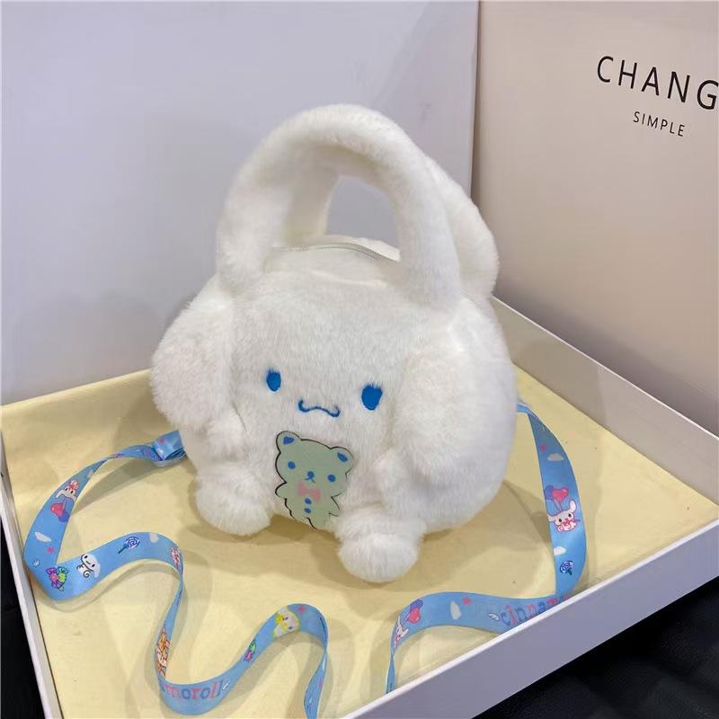 Kawaii Cartoon Plush Backpack Kuromi My Melody Cinnamoroll Plush Shoulder Bag For Girls Kids Cute Birthday Gift