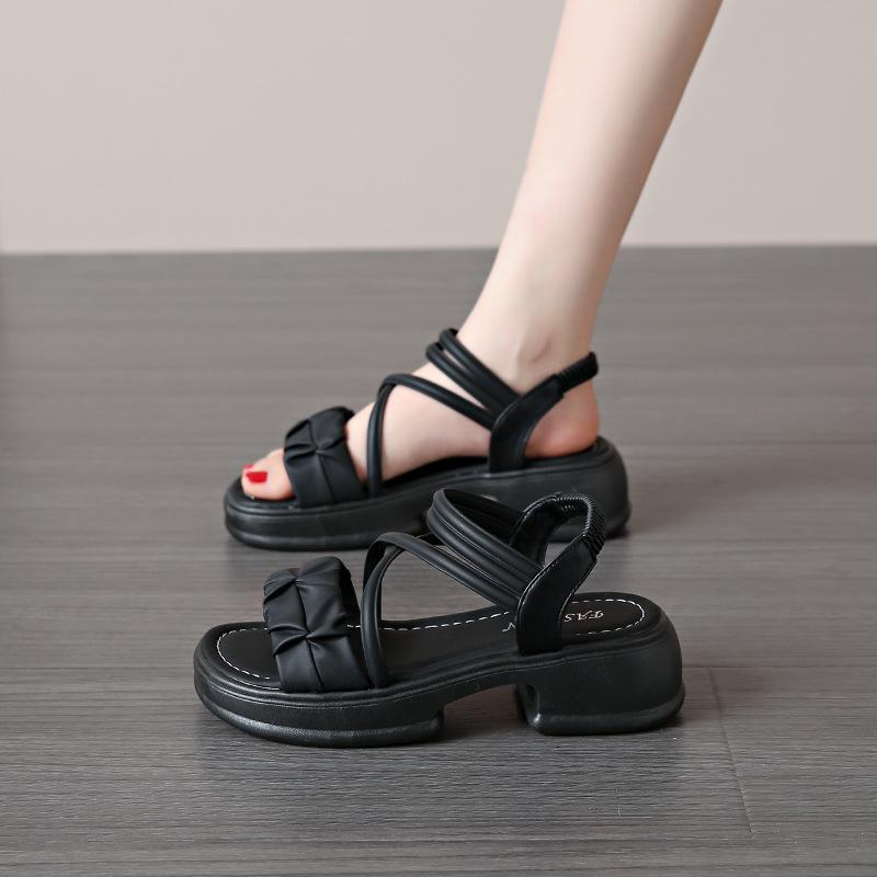 Premium Feeling with Skirt Sandals Women's Summer New Platform Mid-heeled Beach Shoes
