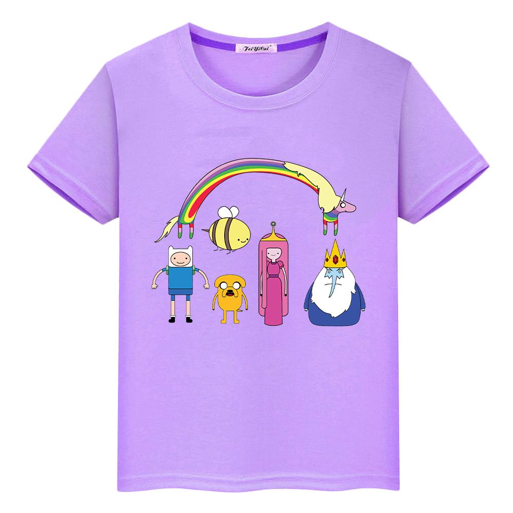 Adventure Time T Shirt for Kids Boy 10years 100%Cotton Anime Short Tops Pride Tshirt Y2k Toddler Girl Clothes Kids Clothes Girls