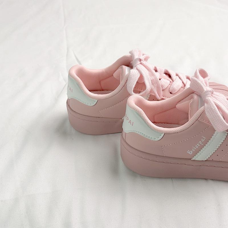 7 shell head board shoes women's summer breathable low-top thick-soled pink dopamine casual little white shoes