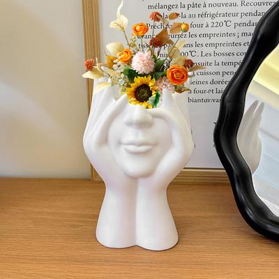 Face Flower Vase White Female Form Face Dining Table Centerpiece Modern Nordic Style