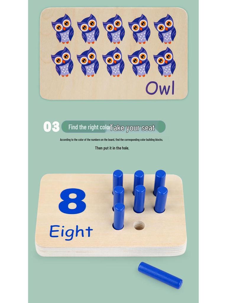Montessori Number & Color Matching Board Game for Kindergarten - Enhances Fine Motor Skills & Early Education, 1-10 Cognitive Learning Toy