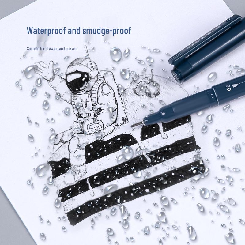 Lion Art Waterproof Syringe Pen for Manga & Line Drawing, Black, 0.05-0.1mm