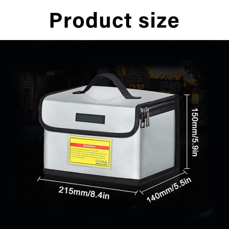 Fire Resistant Battery Organizer Pouch Carrying Handle Zipper System Safe Storage Solution For Models