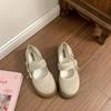 Retro French white thick-soled light-mouth cool single shoes women's summer 2025 new models with skirts to increase the height of round-head Mary J