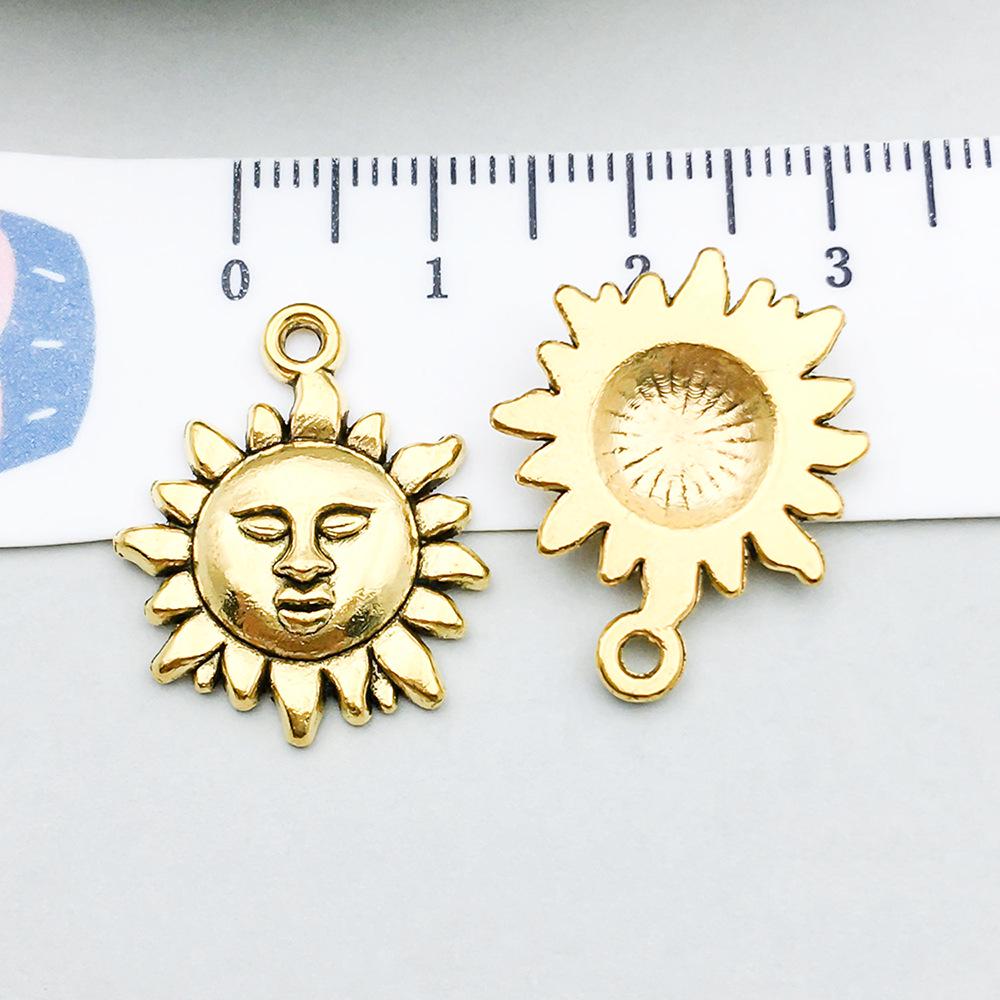 100-Piece Five-Color Alloy Sun, Moon, and Star Pendant Charms for DIY Jewelry