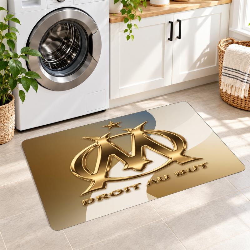 Flannel Kitchen Mat Olympique Lyonnais FC Soft Area Rug Non Slip Floor Carpet Home Decoration