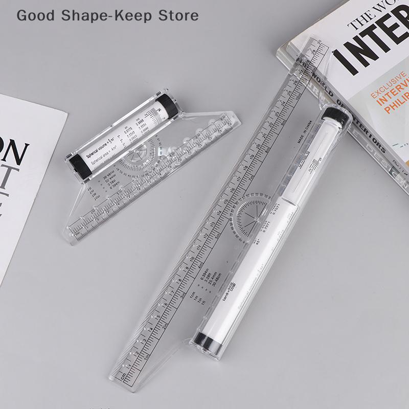 Multi-Function Angles Line Ruler 15cm/30cm Clear Metric Rolling Ruler for Drawing Parallel Lines