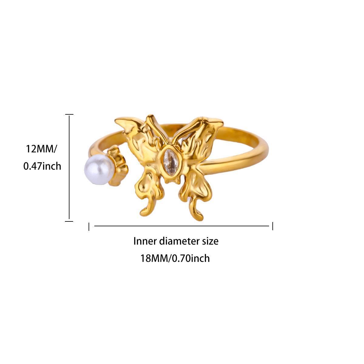 

Tiny Star Moon Butterfly Stainless Steel Ring Gold Color Anti Fading Rings for Women Wedding Jewelry Vacation Accessories Gifts Adjustable