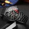 2 STÜCK Herren Business Uhren Mode 3D Autoreifen Zifferblatt Herren Sportuhr Edelstahlarmband Analoge Quarzuhren Set