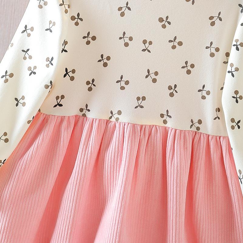 Vestido de primavera y otoño para niñas 2024 Otoño Nuevo vestido de princesa de dos piezas falso coreano para bebé femenino