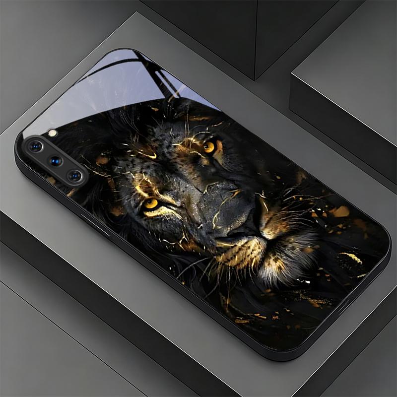 Lion With Golden Black Phone Case For Samsung Galaxy Note 10 20 A06 A07 A12 A13 A14 A15 A16 A17 A22 A23 A24 A25 A26 Glass Cover