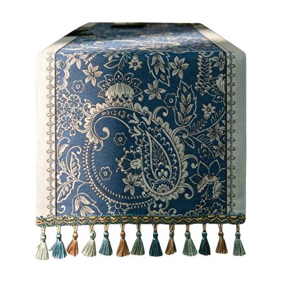 Jacquard Tischläufer Läufer, Vintage Floral Elegant Dekorativ mit Quasten für Esstisch Zuhause Party Dekor Hoch