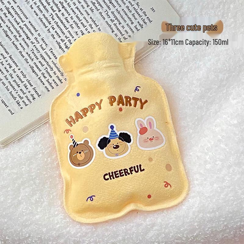 Portable Cartoon Flocked Mini Hot Water Bottle
