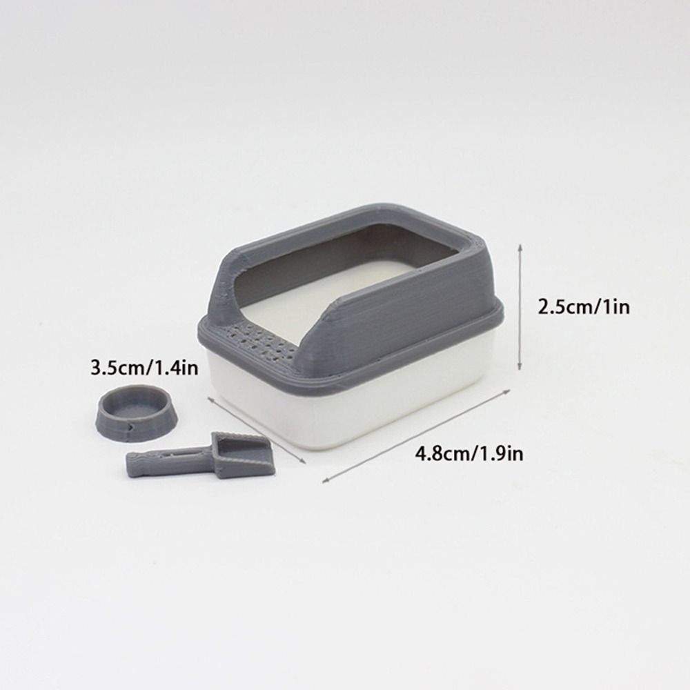 3Pcs/set Mini Cat Litter Box Miniature Doll Home Decoration Cute Pet Supplies